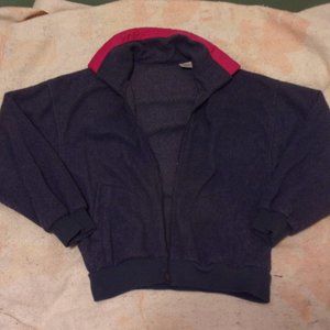 Unbranded Blue Women's Zip Up Medium Sweatshirt Jacket Pink Collar No Tags